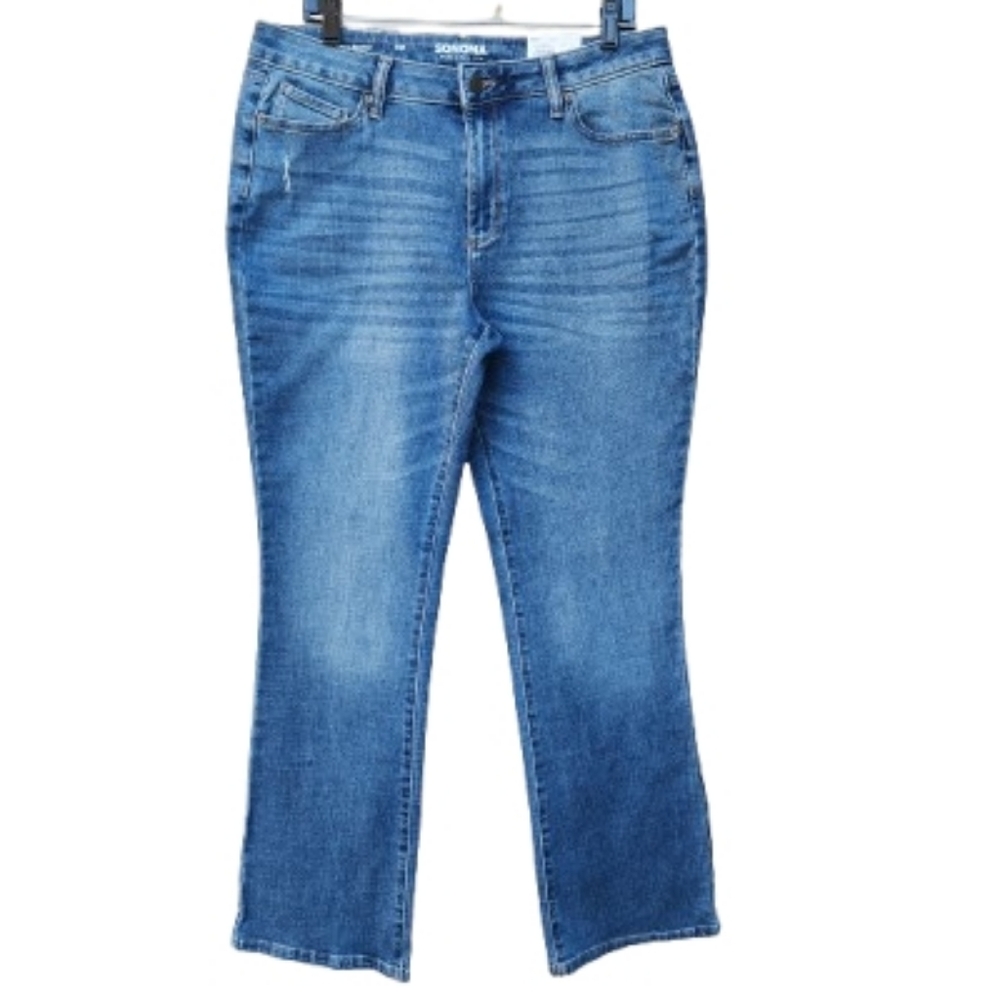 Sonoma Everyday Curvy Blue Bootcut Jeans High-Rise NWT Cotton Blend Stretch